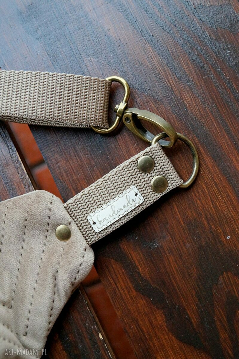 Nerka XXL pudrowa lawenda z beżem - pojemna nerka na prezent handmade