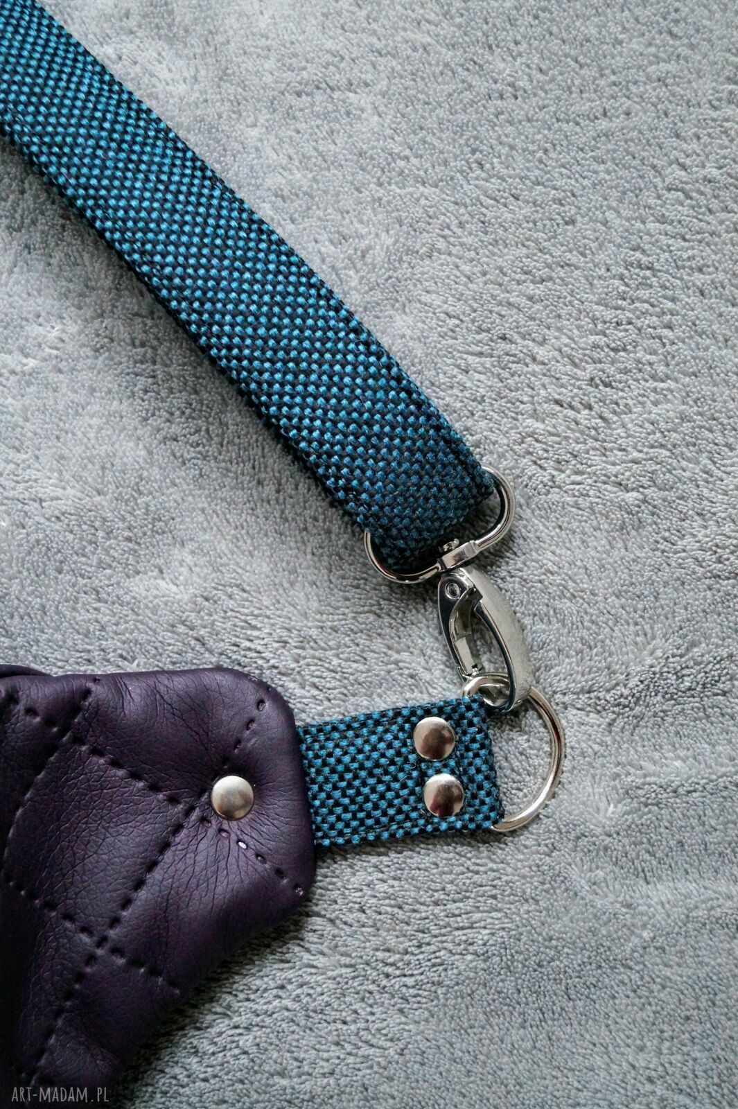 Nerka XXL ciemny fiolet z turkusem - nerkoplecak i saszetka handmade