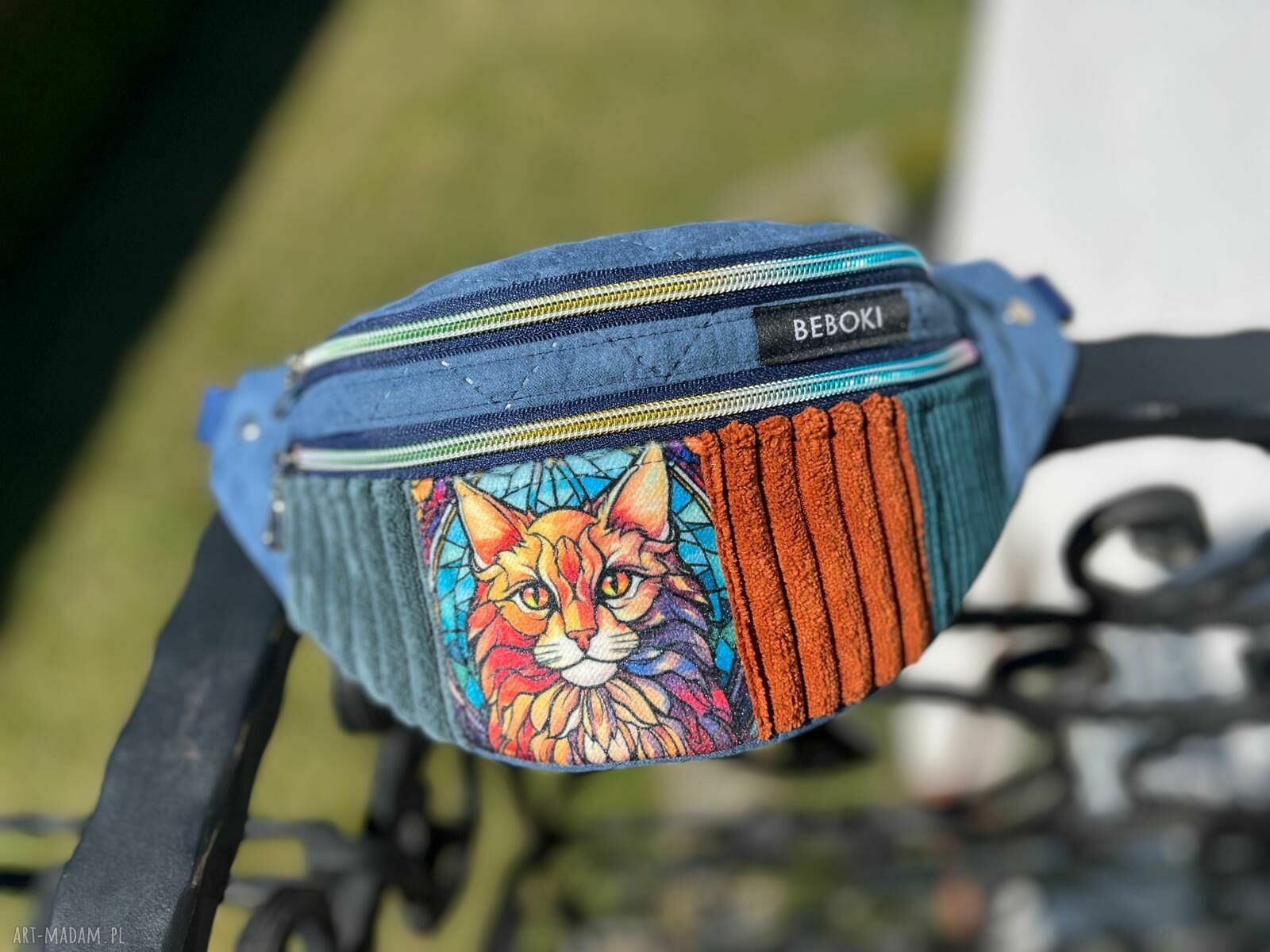 Nerka z ekozamszu patchwork Koty BEBOKI M - miniportfelik gratis