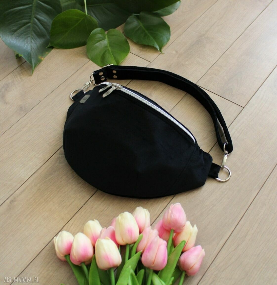 nerki: Nerka damska z czarnego weluru ręczne wykonanie