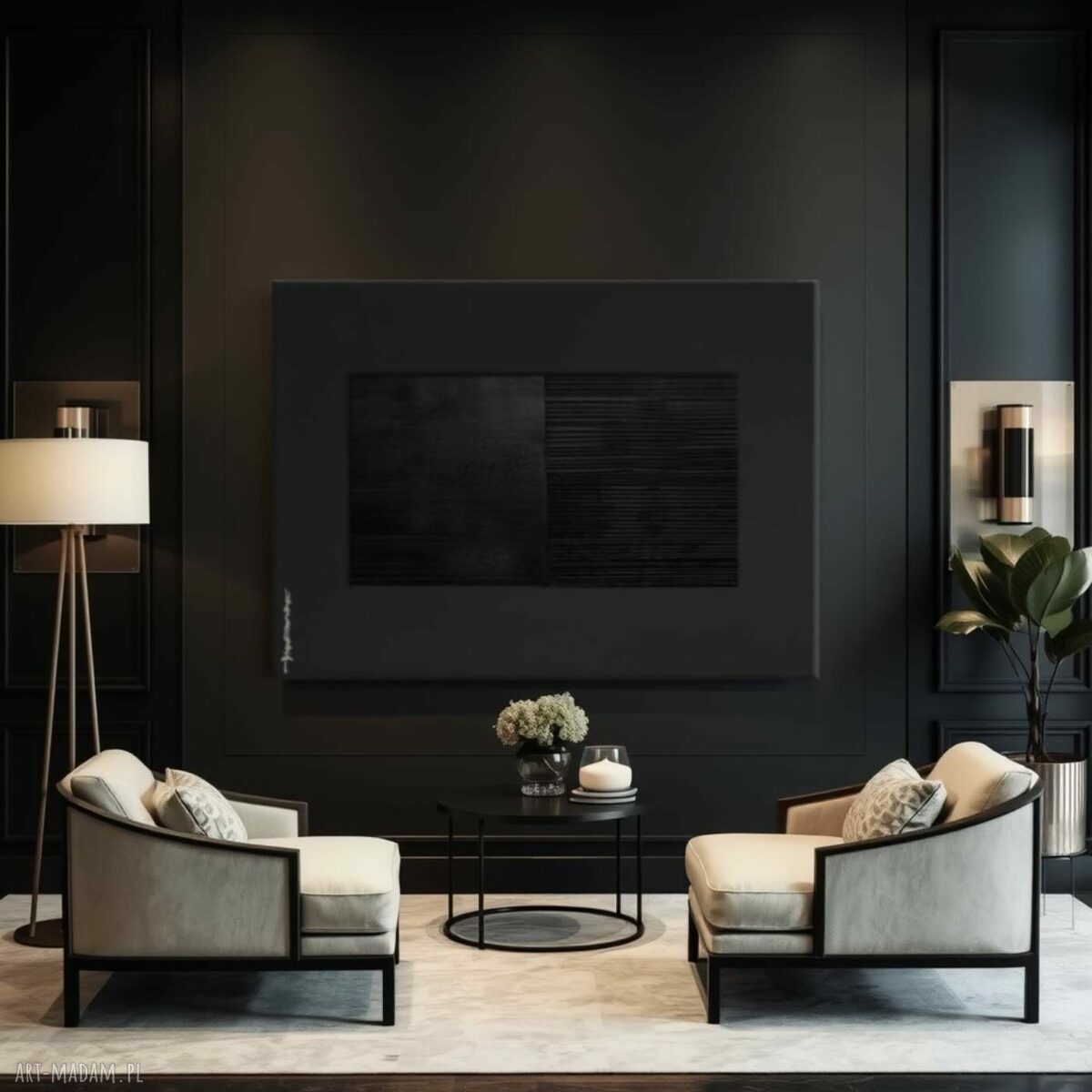 NERO - wielkoformatowy obraz autorski na płótnie GRUBA RZEŹBA 80x120 cm