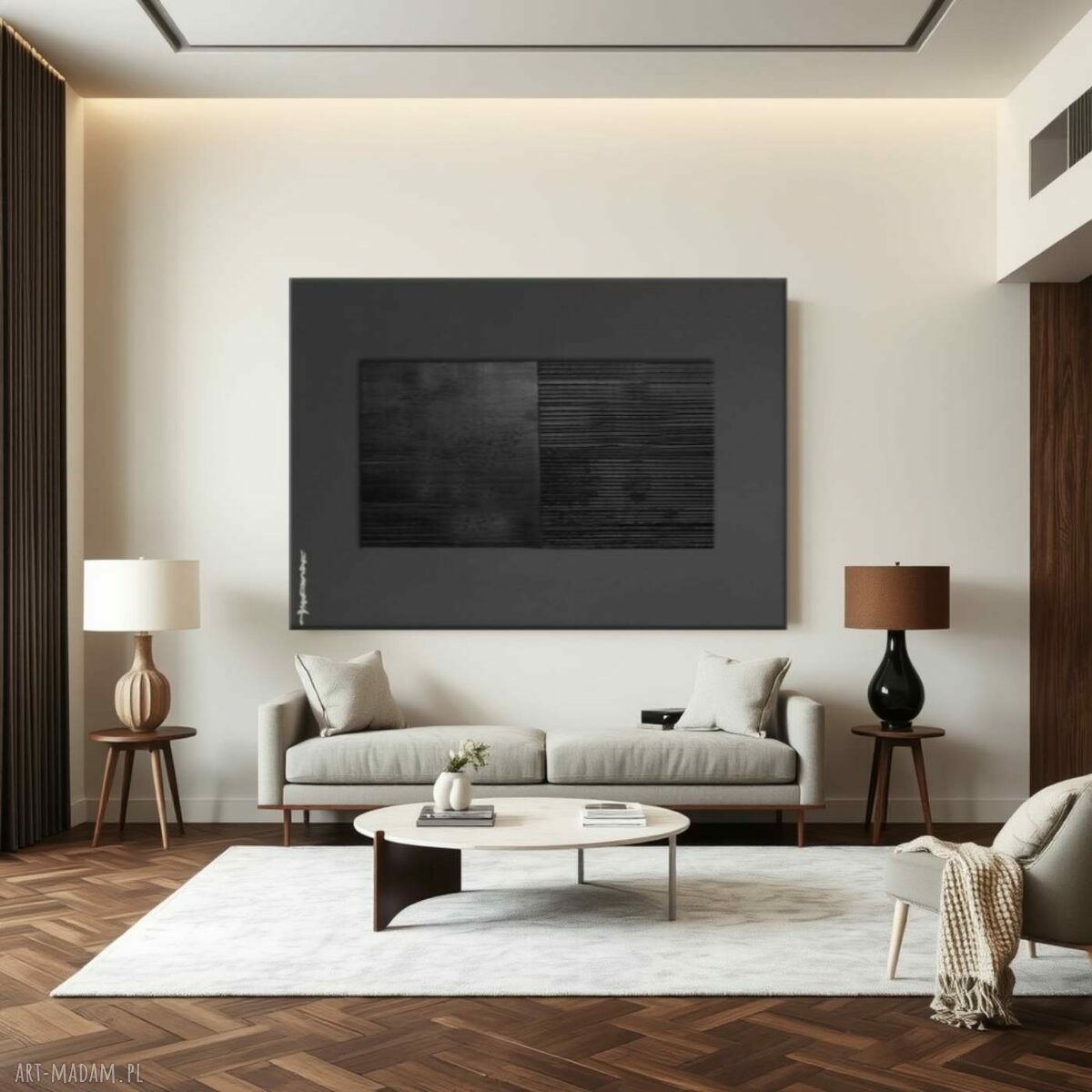 NERO - wielkoformatowy obraz autorski na płótnie GRUBA RZEŹBA 80x120 cm
