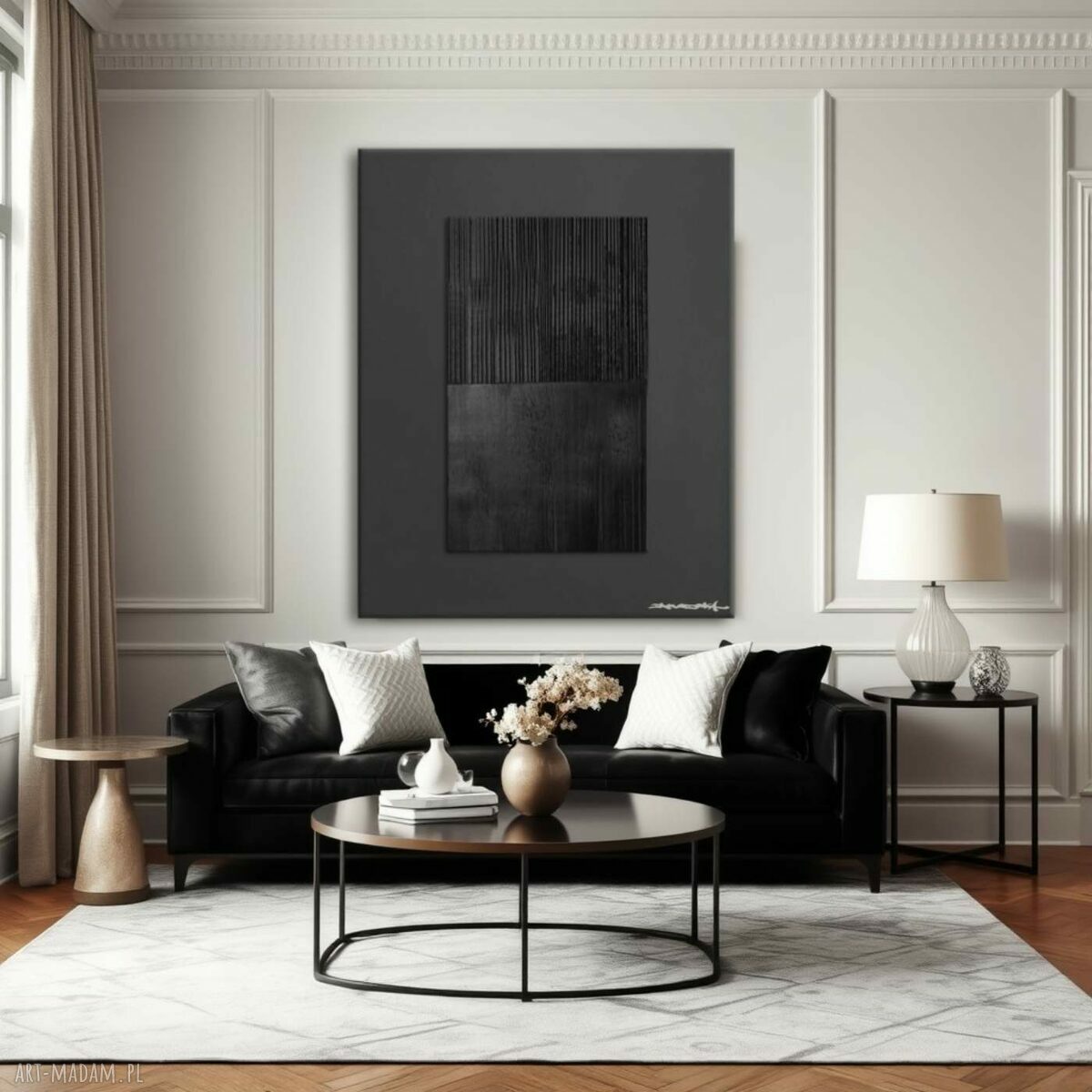 NERO - wielkoformatowy obraz autorski na płótnie GRUBA RZEŹBA 80x120 cm