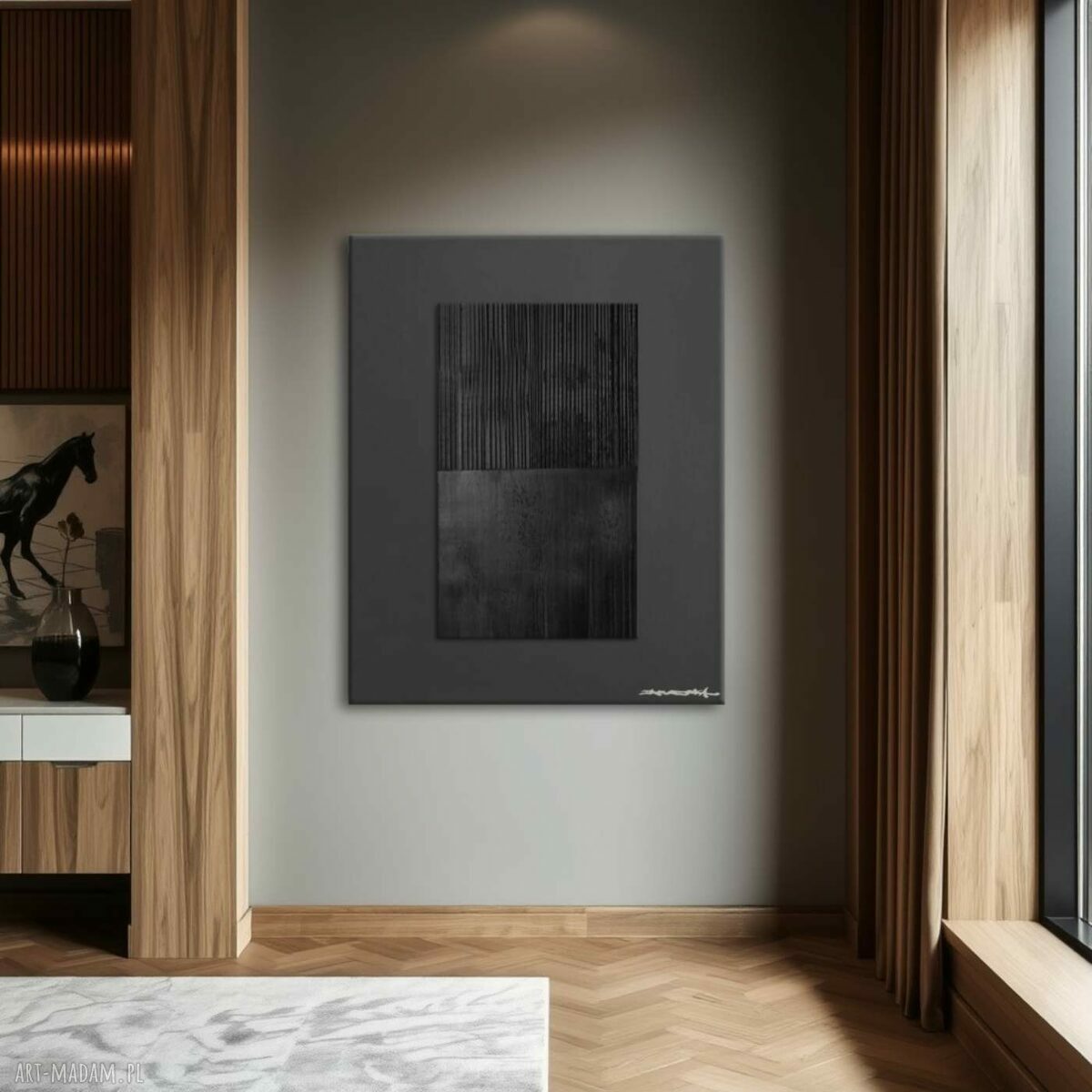 NERO - wielkoformatowy obraz autorski na płótnie GRUBA RZEŹBA 80x120 cm