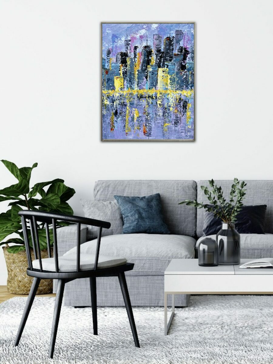 Obraz New York boho - ręcznie malowany 50x40 cm, gotowy do zawieszenia bez ramy