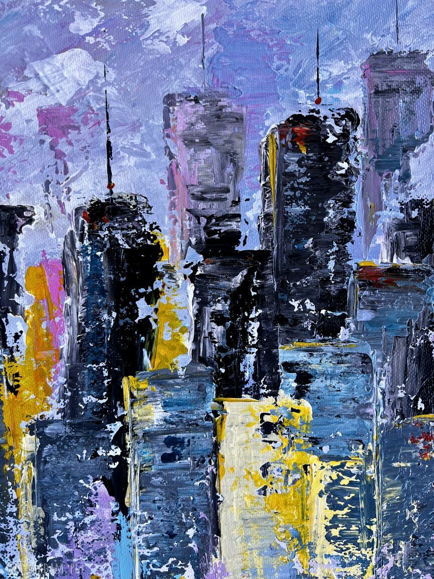 Obraz New York boho - ręcznie malowany 50x40 cm, gotowy do zawieszenia bez ramy