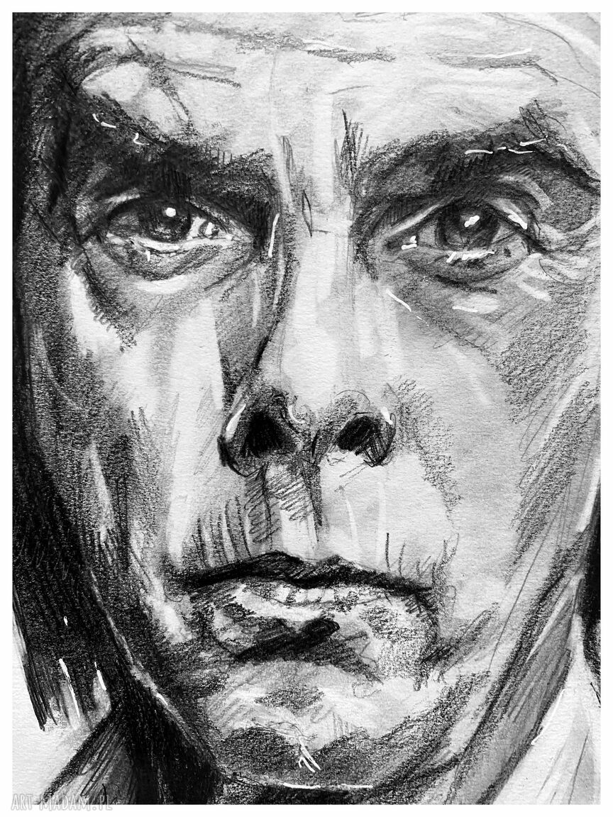 Portret Nick Cave - seria Ikony A3 - rysunek ołówkiem na prezent