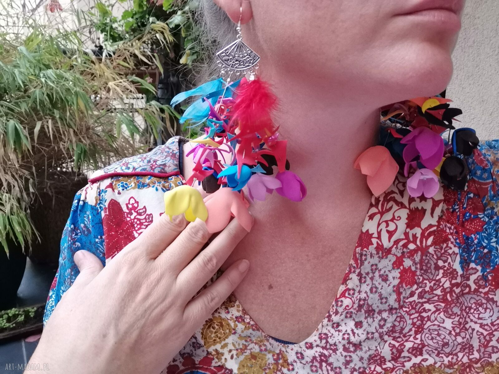 Kolczyki etno boho z frędzlami Ruda Klara - długie i lekkie