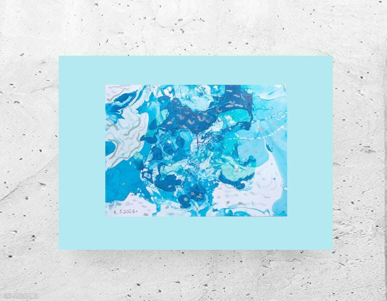 Niebieska abstrakcja A4 - oceaniczna grafika do domu