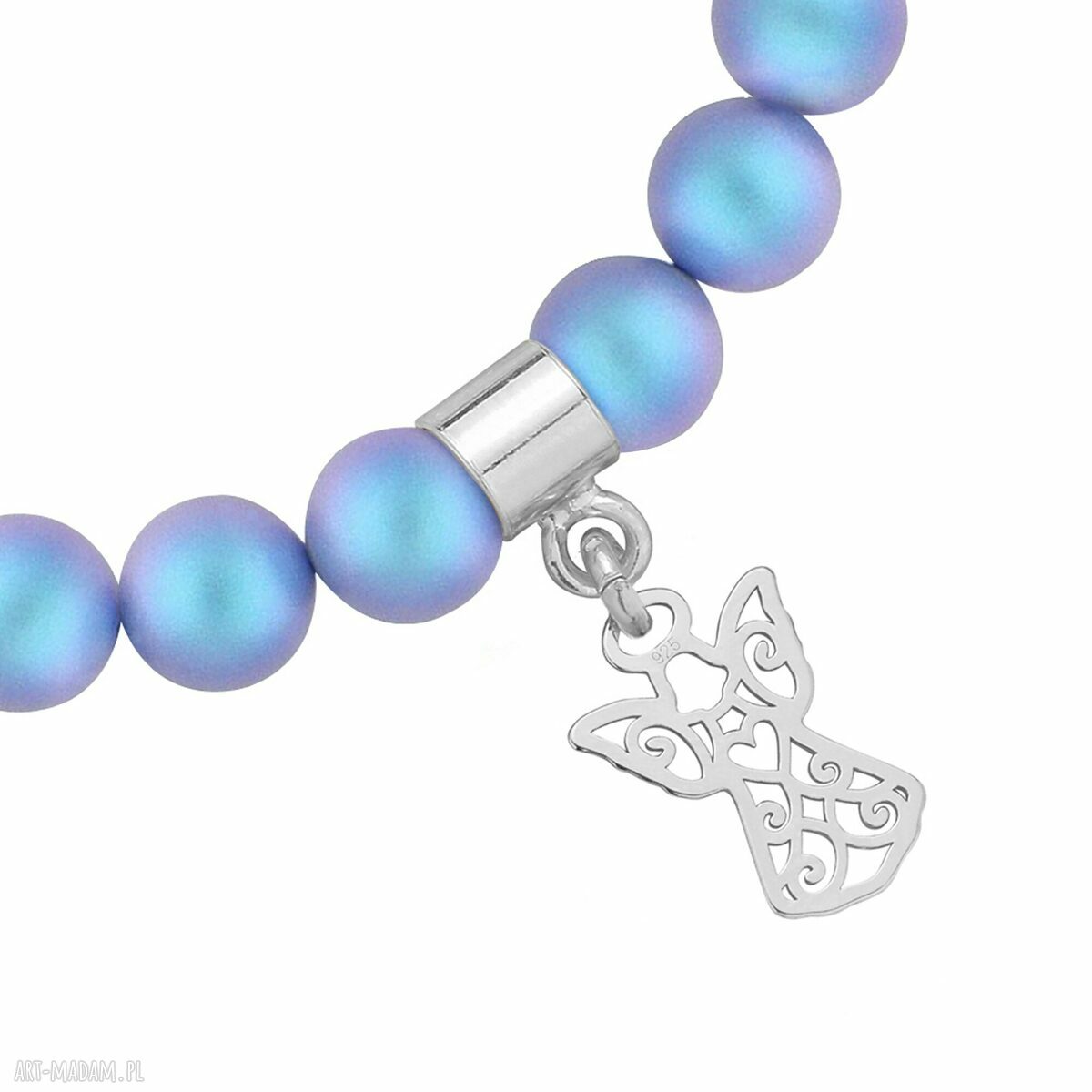 upominek świąteczny: Niebieska bransoletka z pereł SWAROVSKI® CRYSTAL ze srebrnym ażurowym