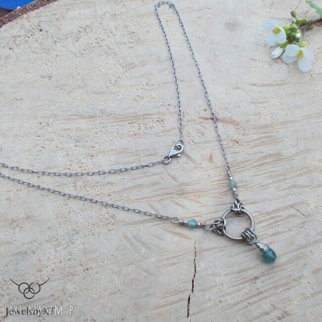 Niebieska kropla turmalinu - naszyjnik z srebra (handmade)
