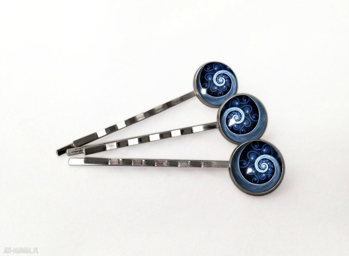 ozdoby do włosów: Niebieska spirala 3 Wsuwki do włosów ręcznie wykonane