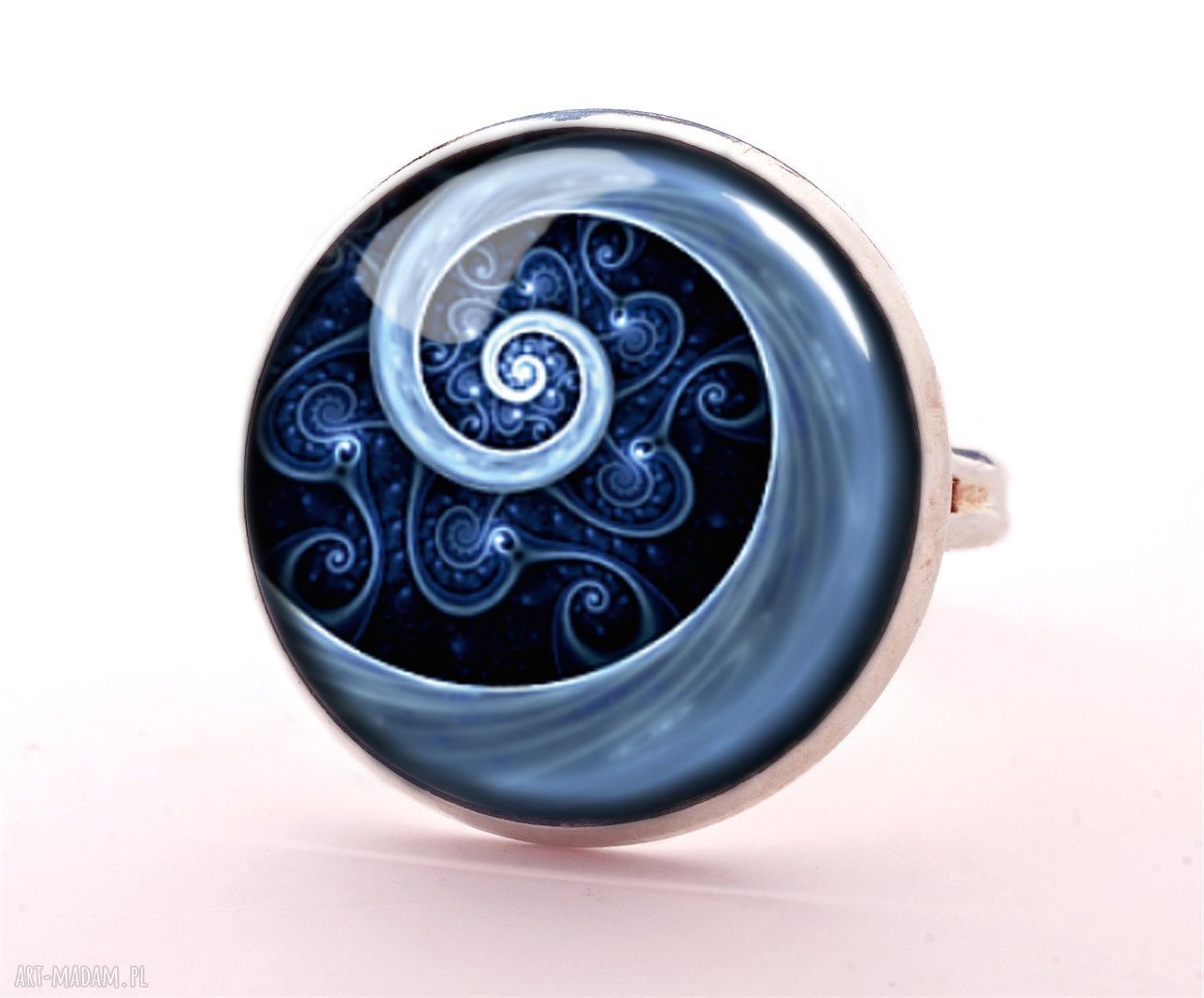 Niebieska spirala - bransoletka z grafiką i powiększającym szkiełkiem