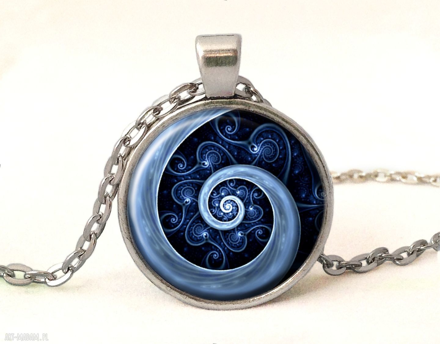 kolczyki: Niebieska spirala małe kolczyki wiszące handmade