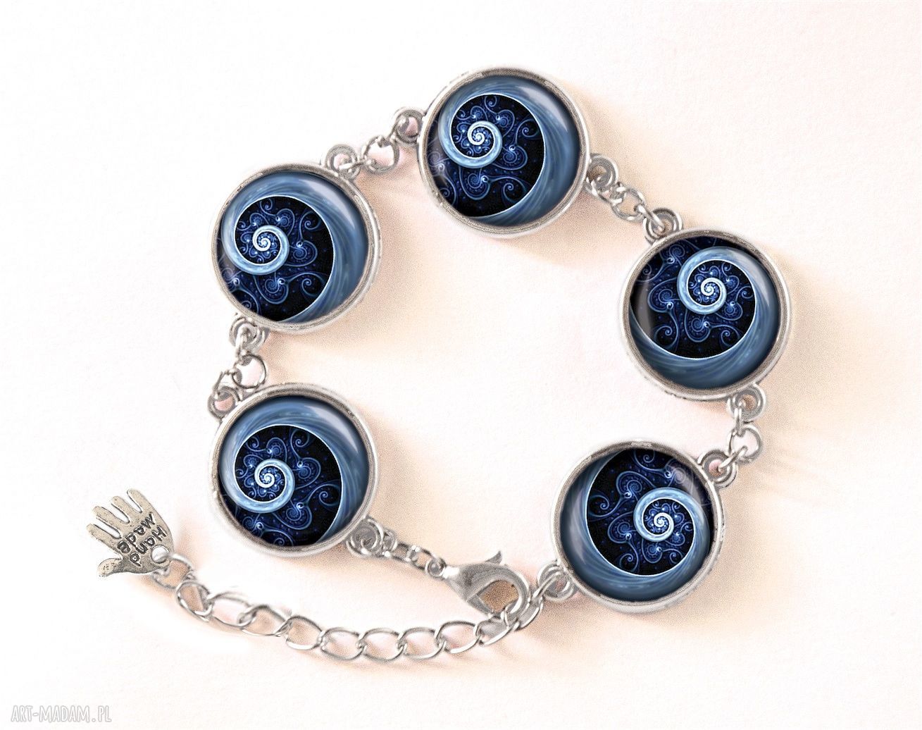 kolczyki: Niebieska spirala małe kolczyki wiszące handmade