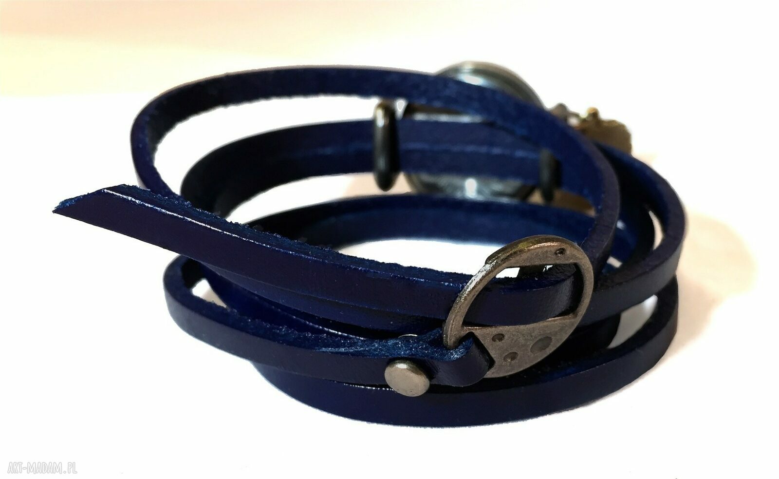 zegarki: Niebieska spirala Zegarek/ bransoletka na skórzanym pasku HandMade