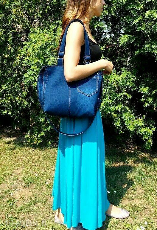 Niebieska Torba z Recyklingu Jeansu