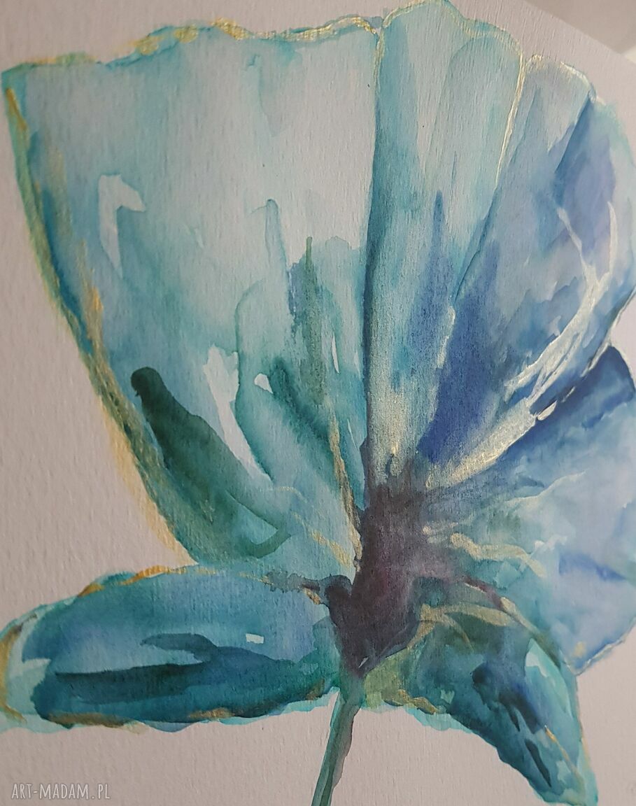 Niebieski mak - akwarela 25x25 cm
