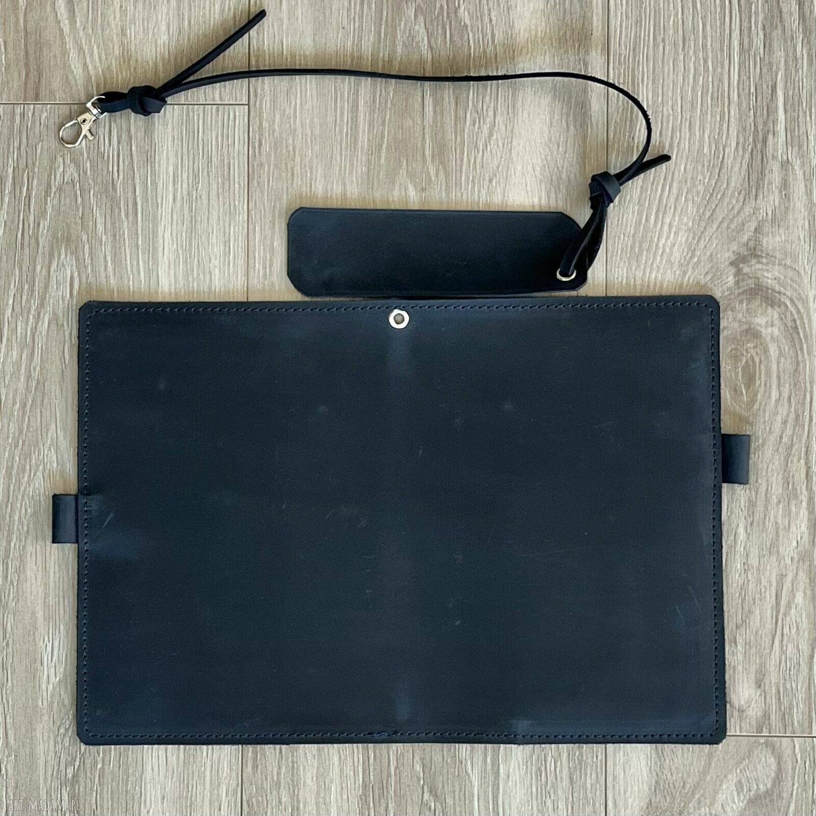 notesy: Niebieski notes, okładka skórzana formatu A 5. Handmade