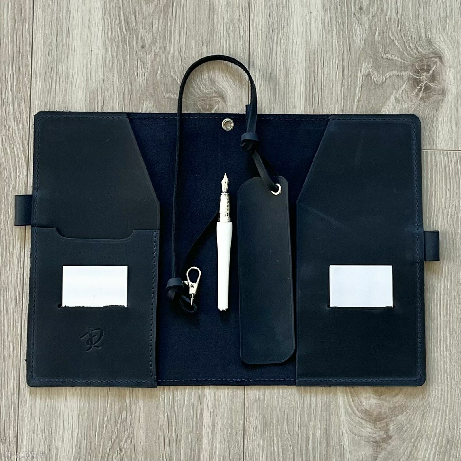 Niebieski notes okładka skórzana formatu format