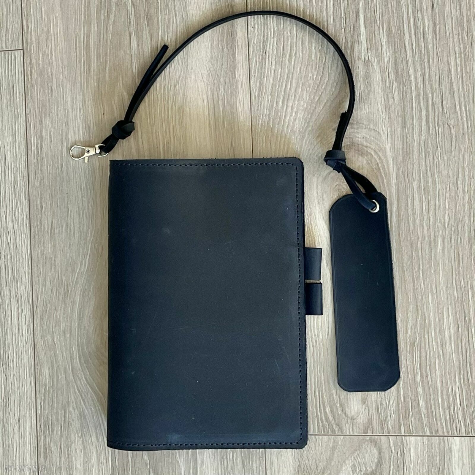 notesy: Niebieski notes, okładka skórzana formatu A 5. Handmade