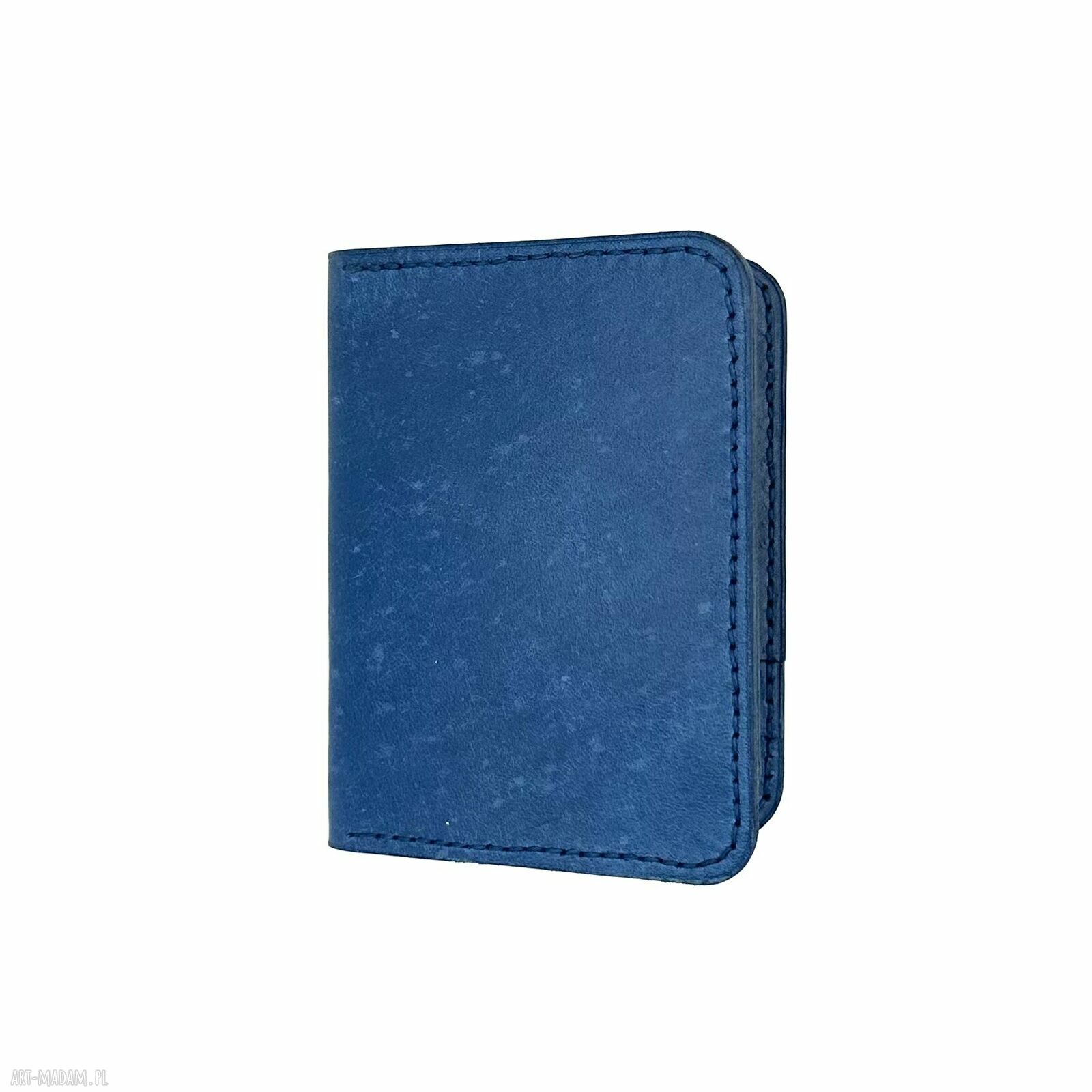 portfele: Niebieski portfel ręcznie uszyty ze skóry garbowanej roślinnie. hand made