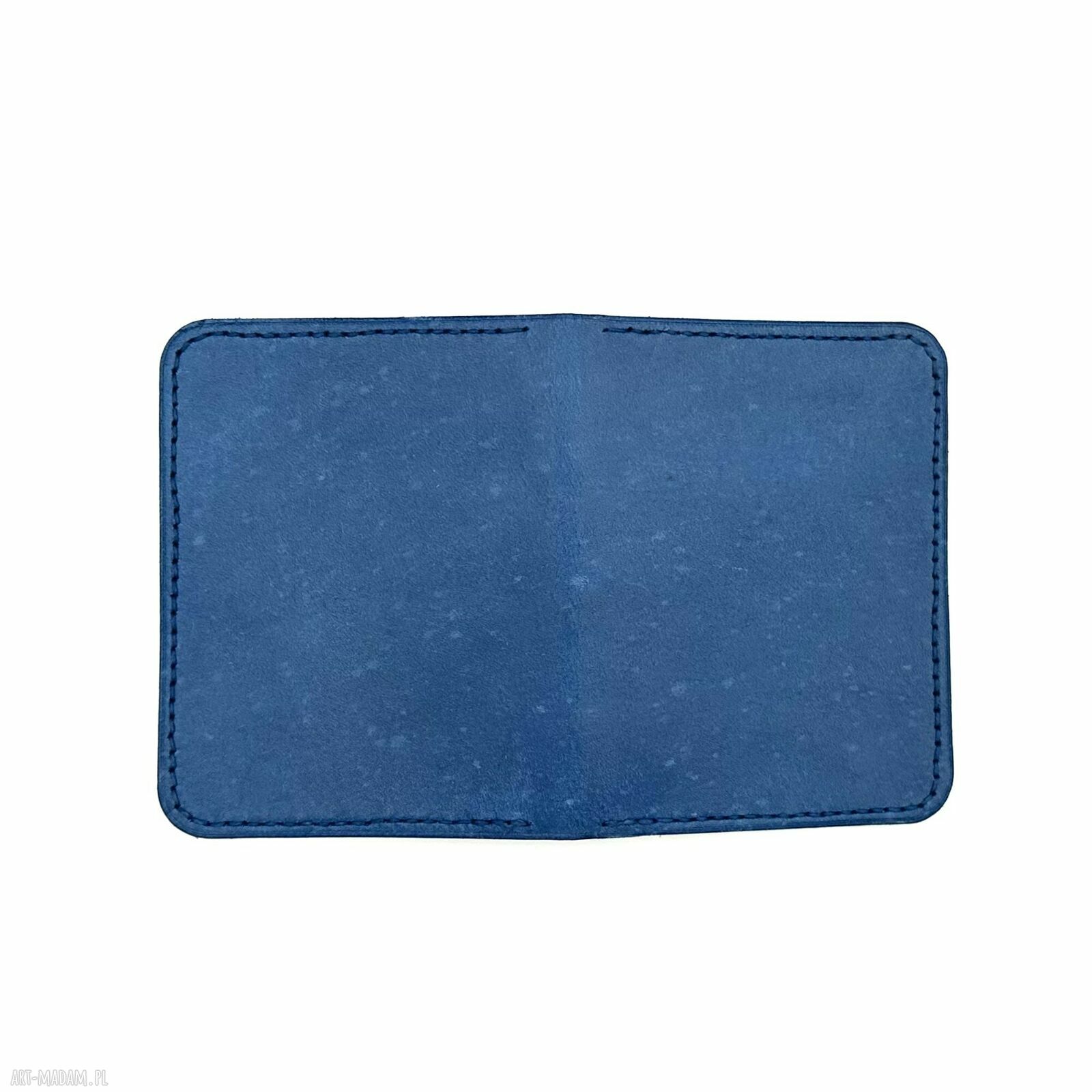 portfele: Niebieski portfel ręcznie uszyty ze skóry garbowanej roślinnie. hand made