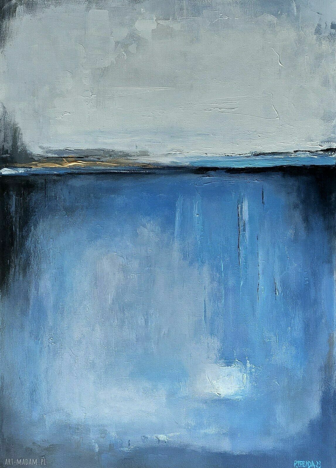 Niebieski sen - ręcznie malowany obraz akrylowy 70x50 cm