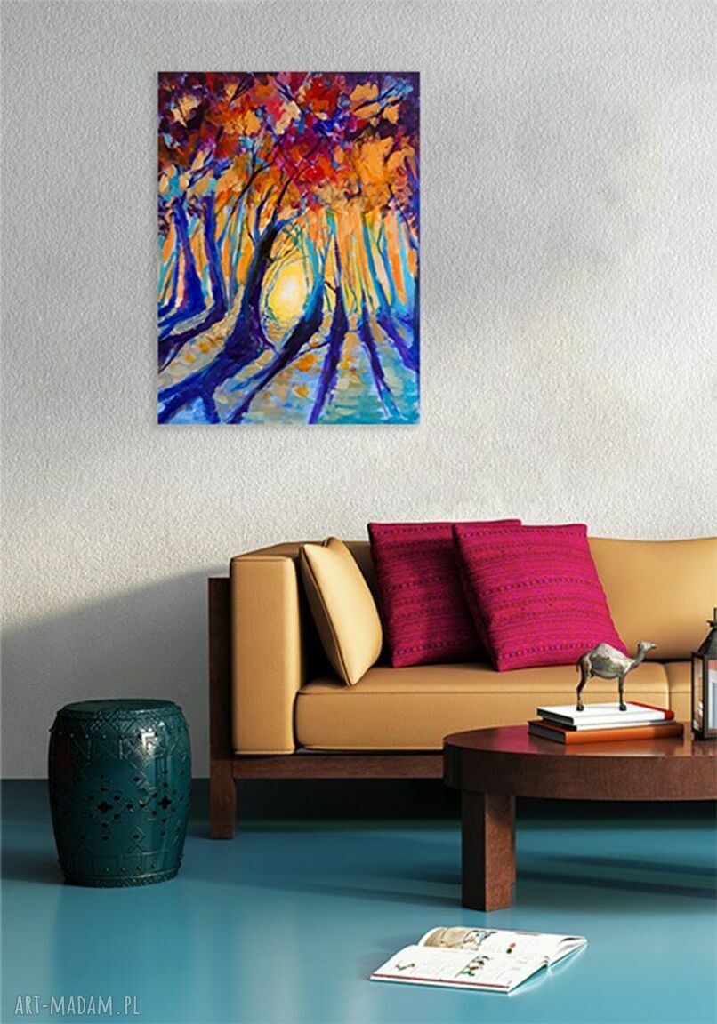 Obraz akrylowy „Niebieskie dęby” 40 x 30 cm na płótnie - do wnętrza pełnego natury