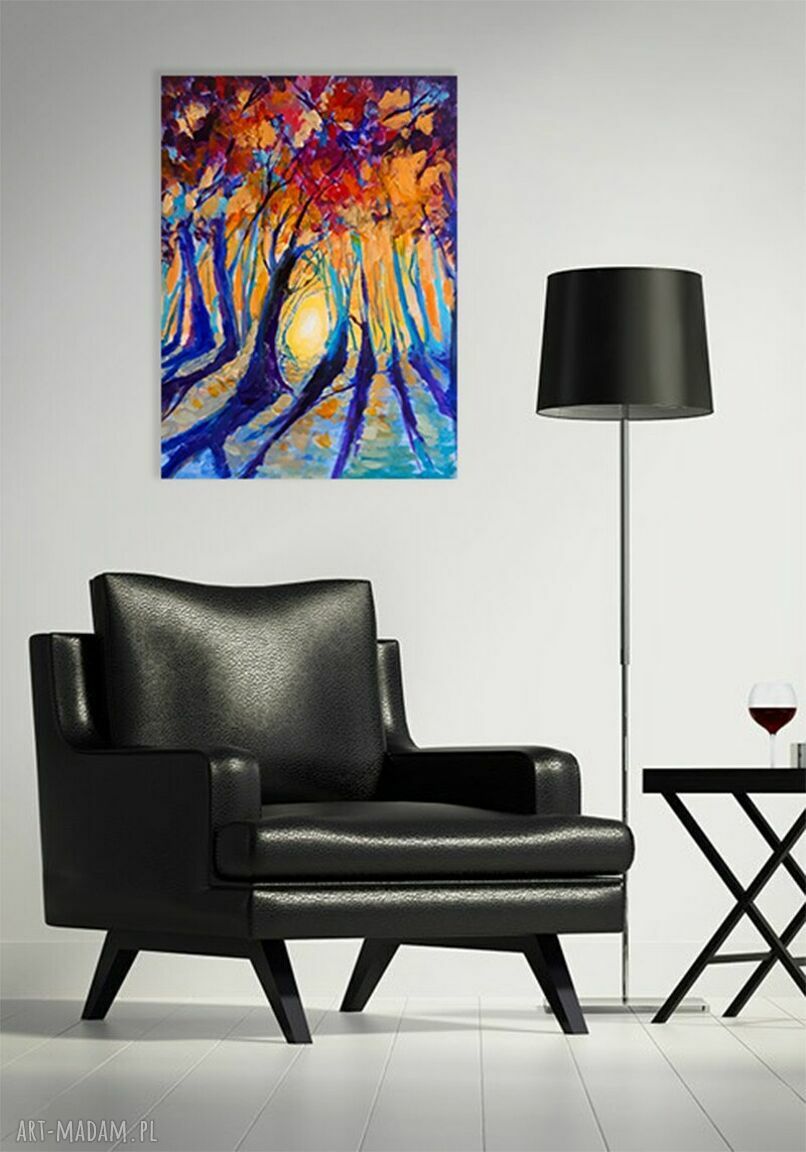 Obraz akrylowy „Niebieskie dęby” 40 x 30 cm na płótnie - do wnętrza pełnego natury