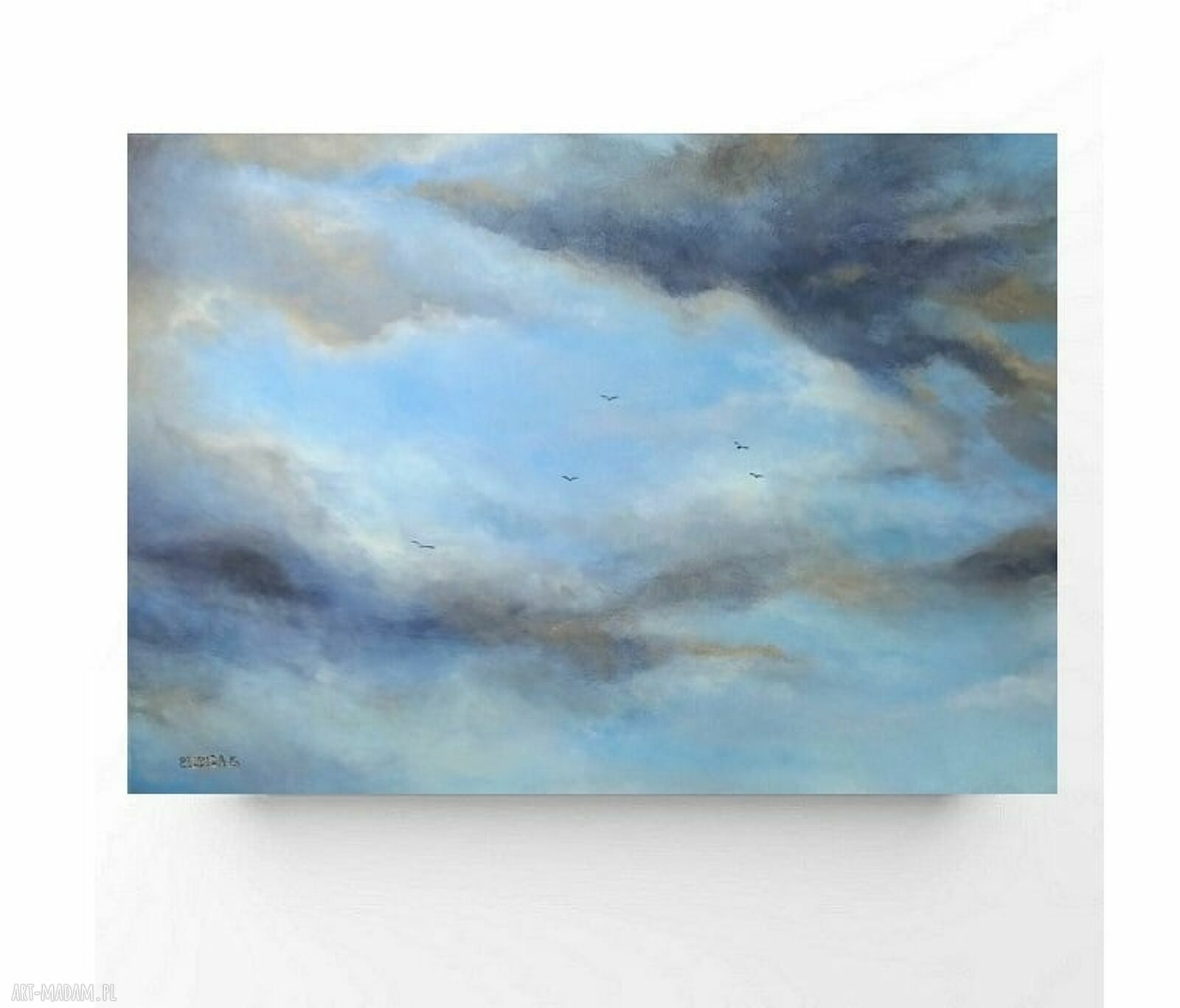 NIEBO - obraz akrylowy 50 x 70 cm z chmurami i ptakami