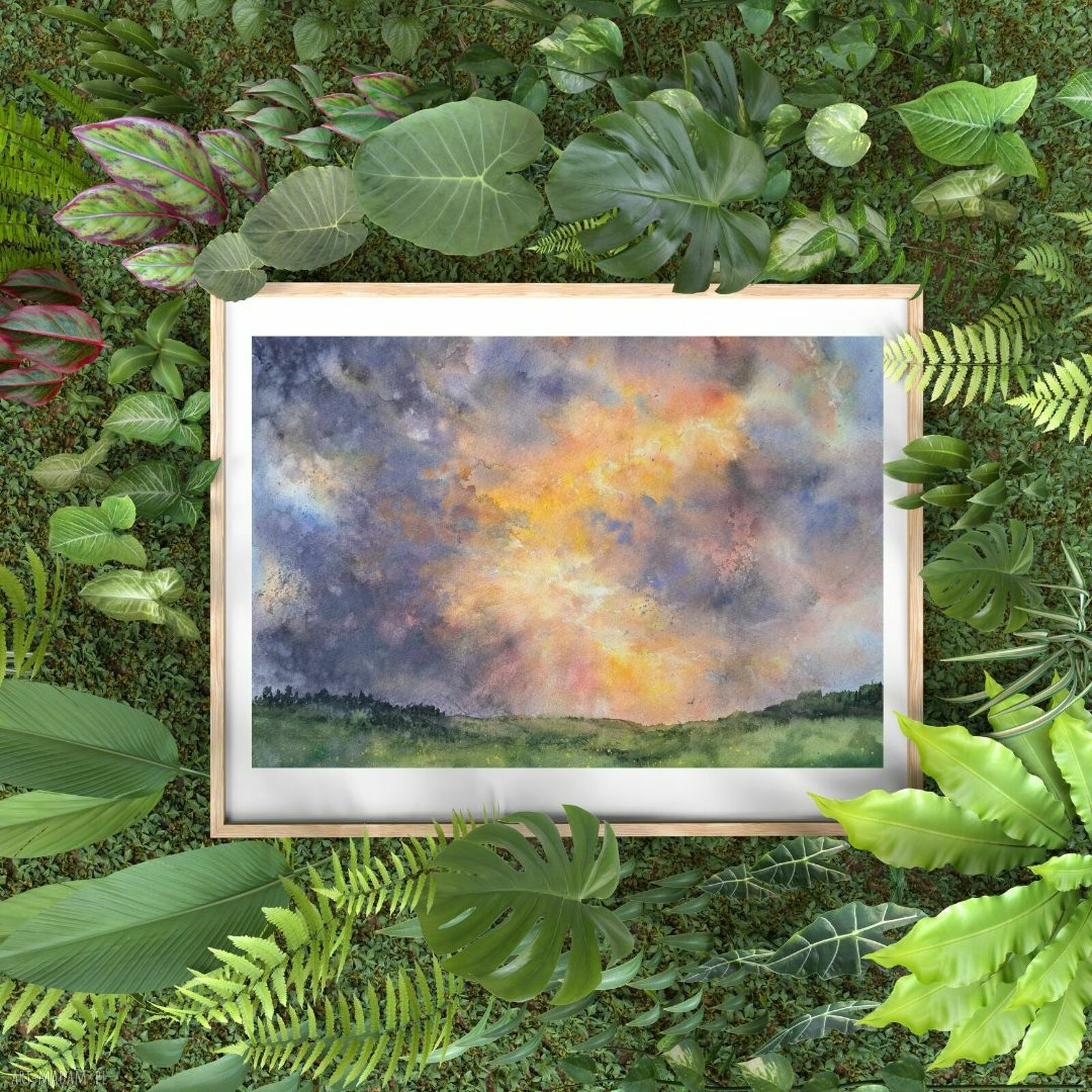 Niebo po burzy - oryginalna akwarela 26x36 cm