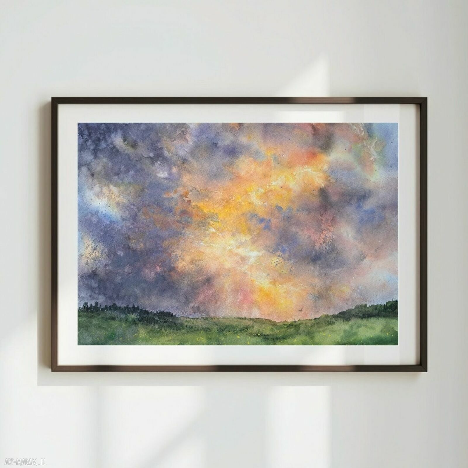 Niebo po burzy - oryginalna akwarela 26x36 cm