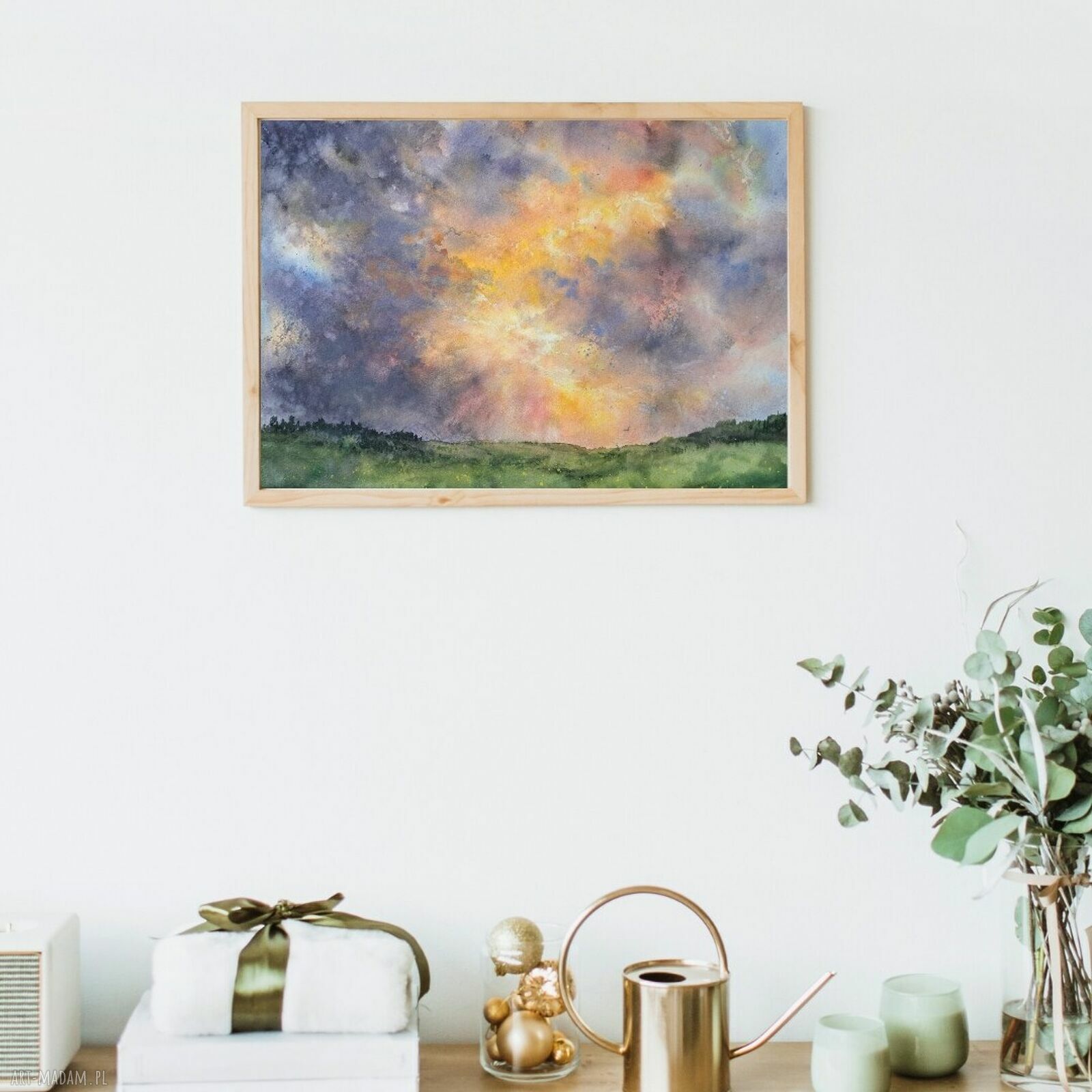 Niebo po burzy - oryginalna akwarela 26x36 cm