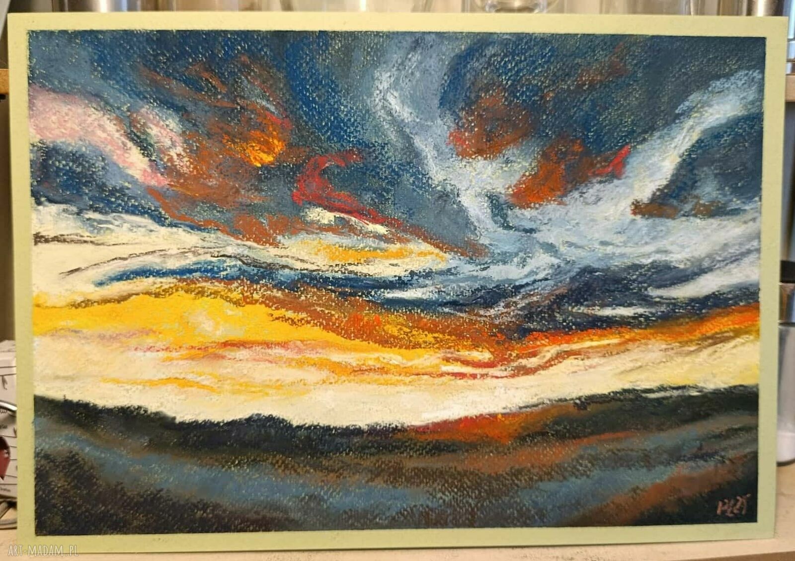 „Niebo” - obraz z pastelami suchymi (22,5x32,5 cm)