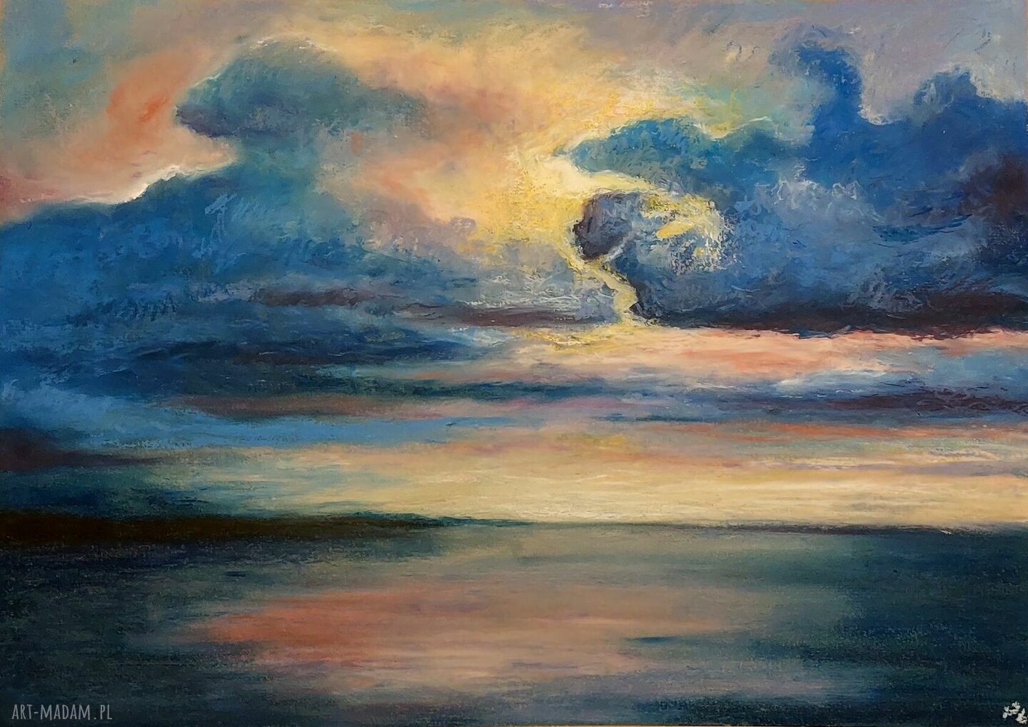 Niebo - rysunek w formacie A3 pastelami olejnymi
