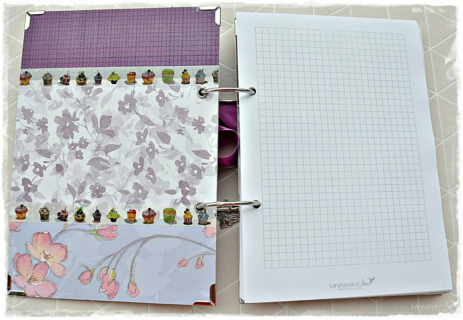 Pamiętnik Niekonczący Się ręcznie robiony notes scrapbooking art Madam.pl