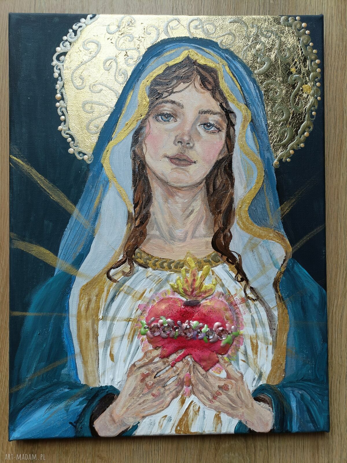 Niepokalane Serce Maryi - ręcznie wykonany obraz sakralny