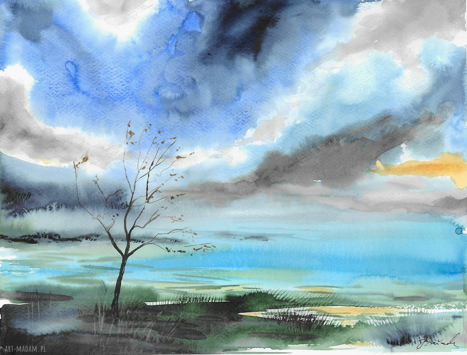Akwarela „Niepokój” 40x30 cm - malowana ręcznie