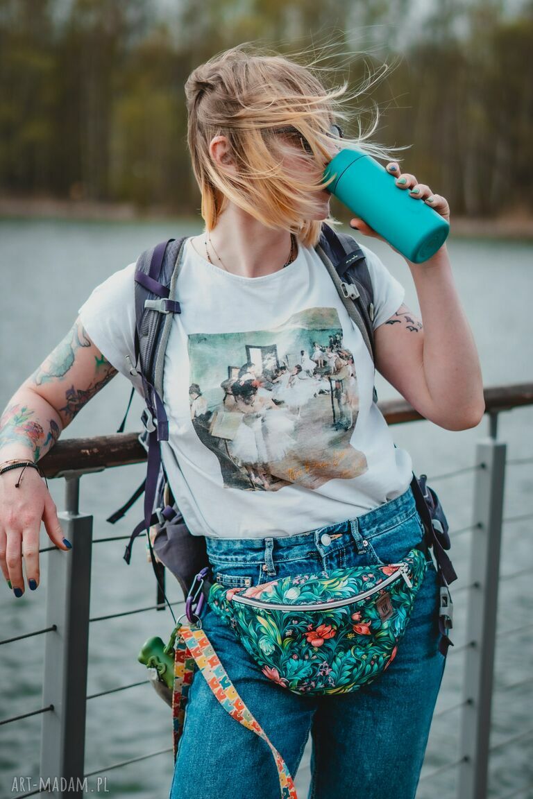 Nieprzemakalna nerka damska w kwiaty - Turkusowy Rozkwit