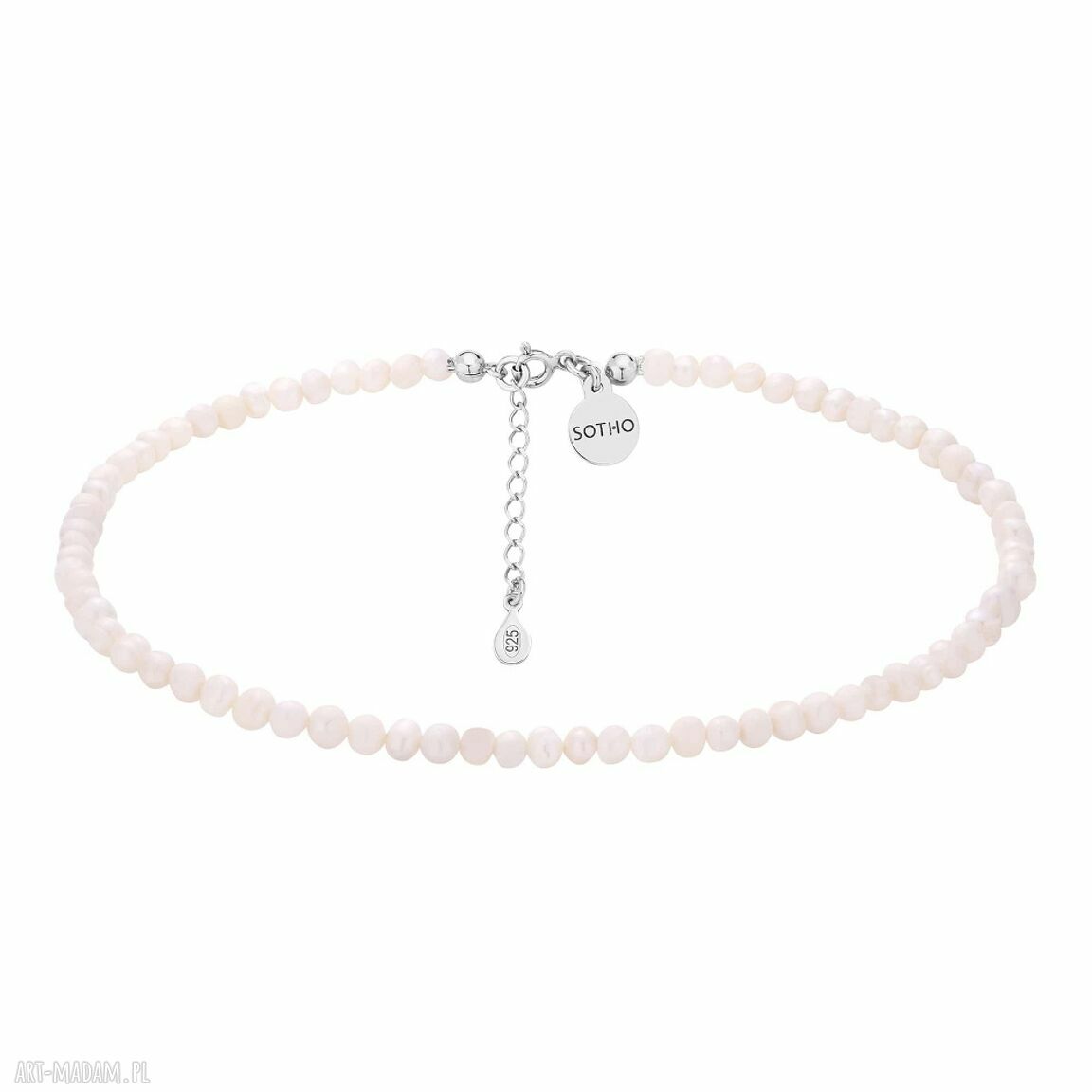 Srebrny choker z naturalnych pereł słodkowodnych - srebro 925