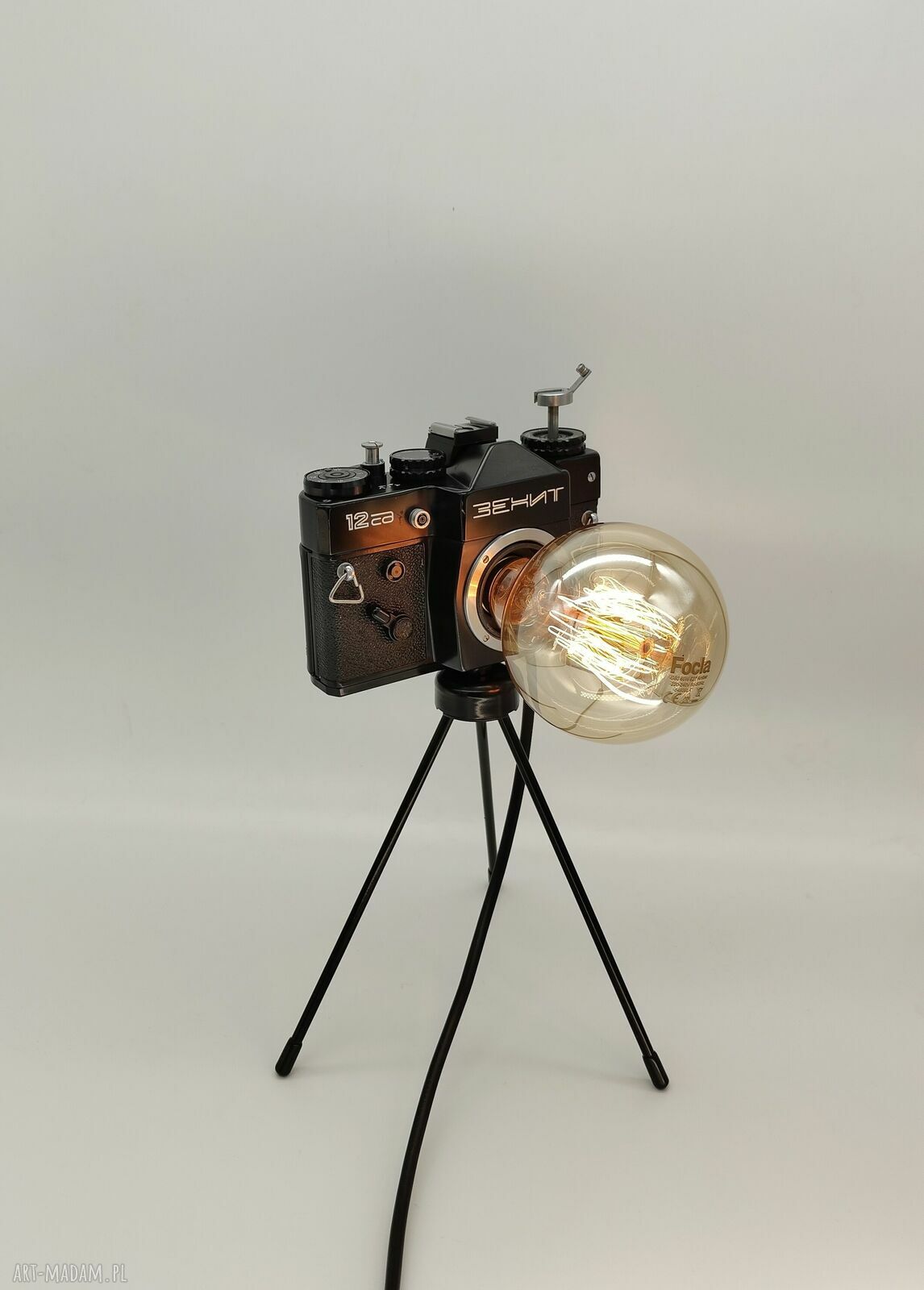 Lampka z aparatu fotograficznego - retro biurkowa, oryginalny prezent dla fotografki