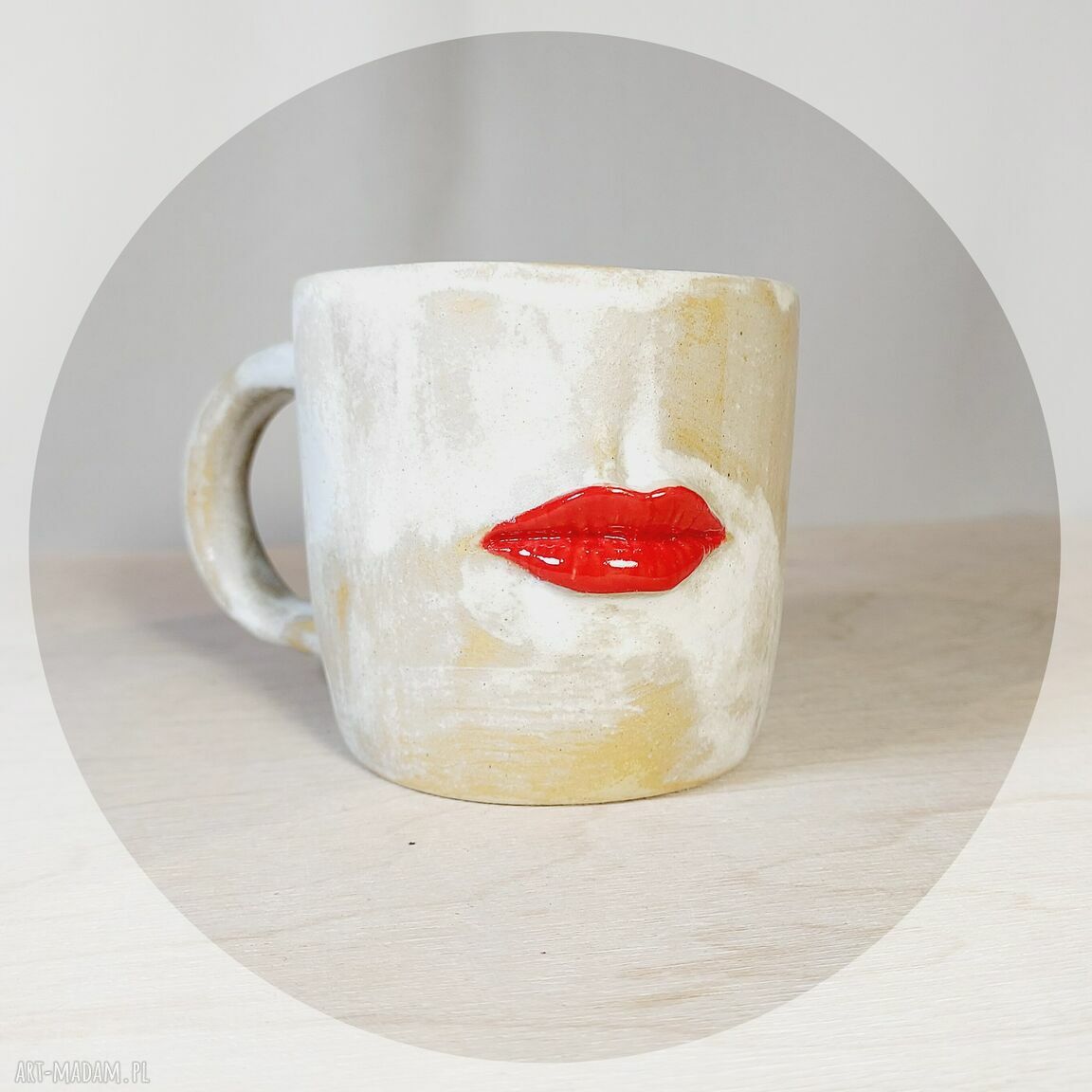 Kubek z ustami Marta - ceramiczna rzeźba użytkowa 300 ml