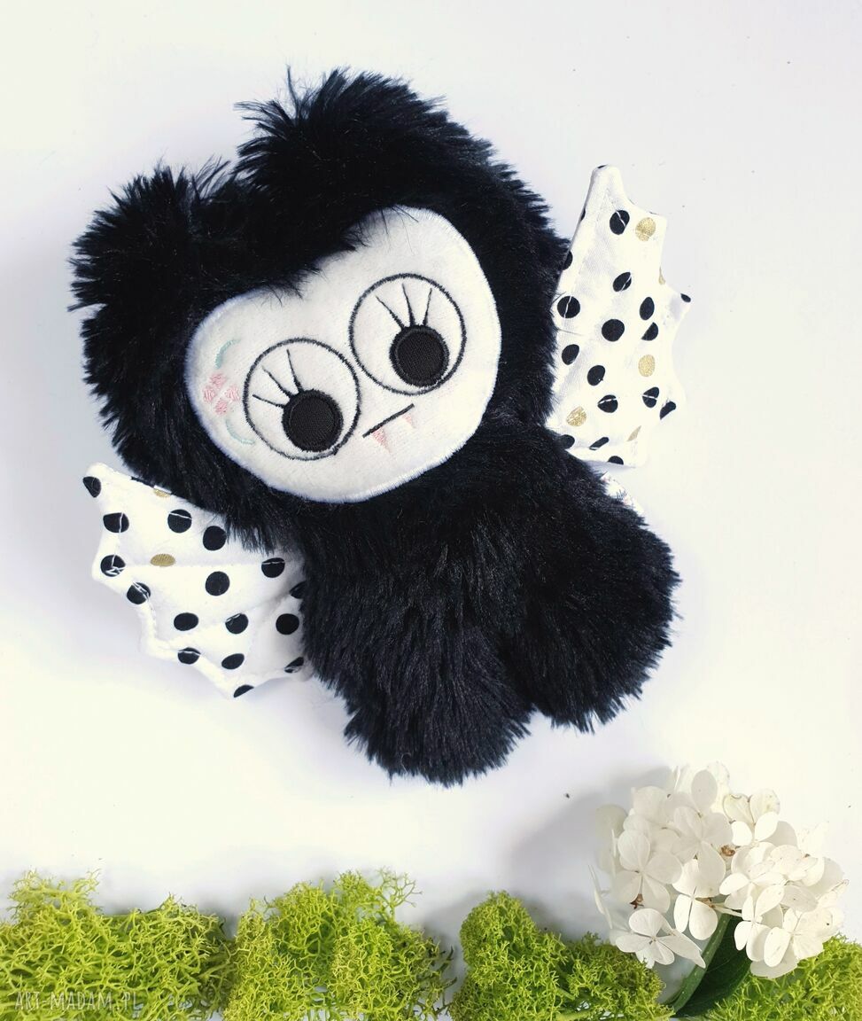 Nietoperz przytulanka Dumka - miękka eko lalka handmade 18 cm