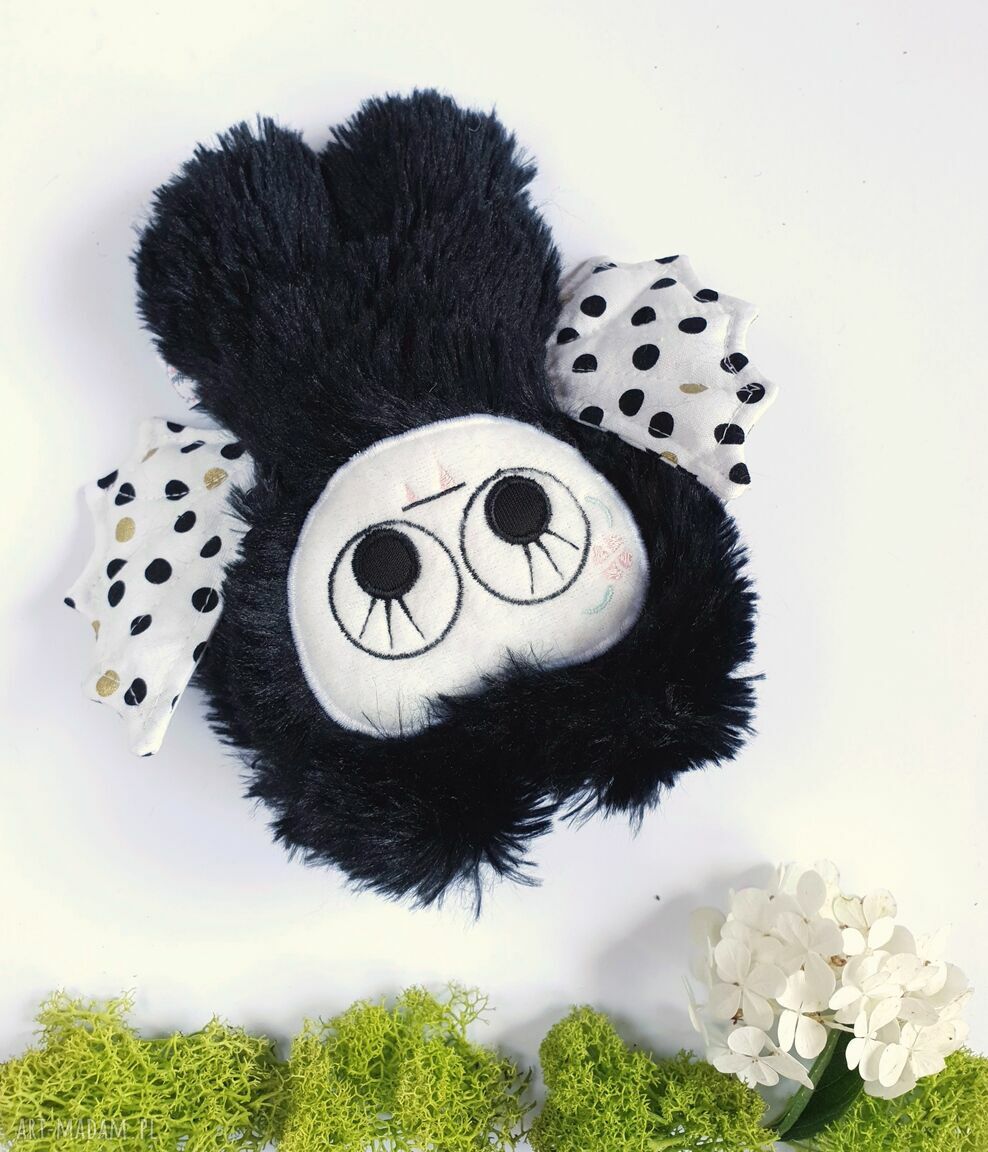 Nietoperz przytulanka Dumka - miękka eko lalka handmade 18 cm