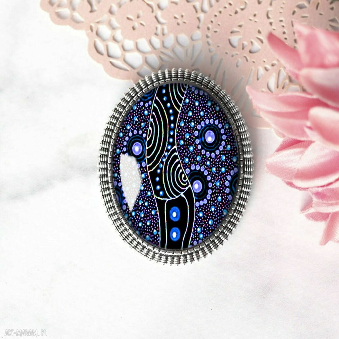 Niezwykła duża broszka etniczna ETHNIC - handmade