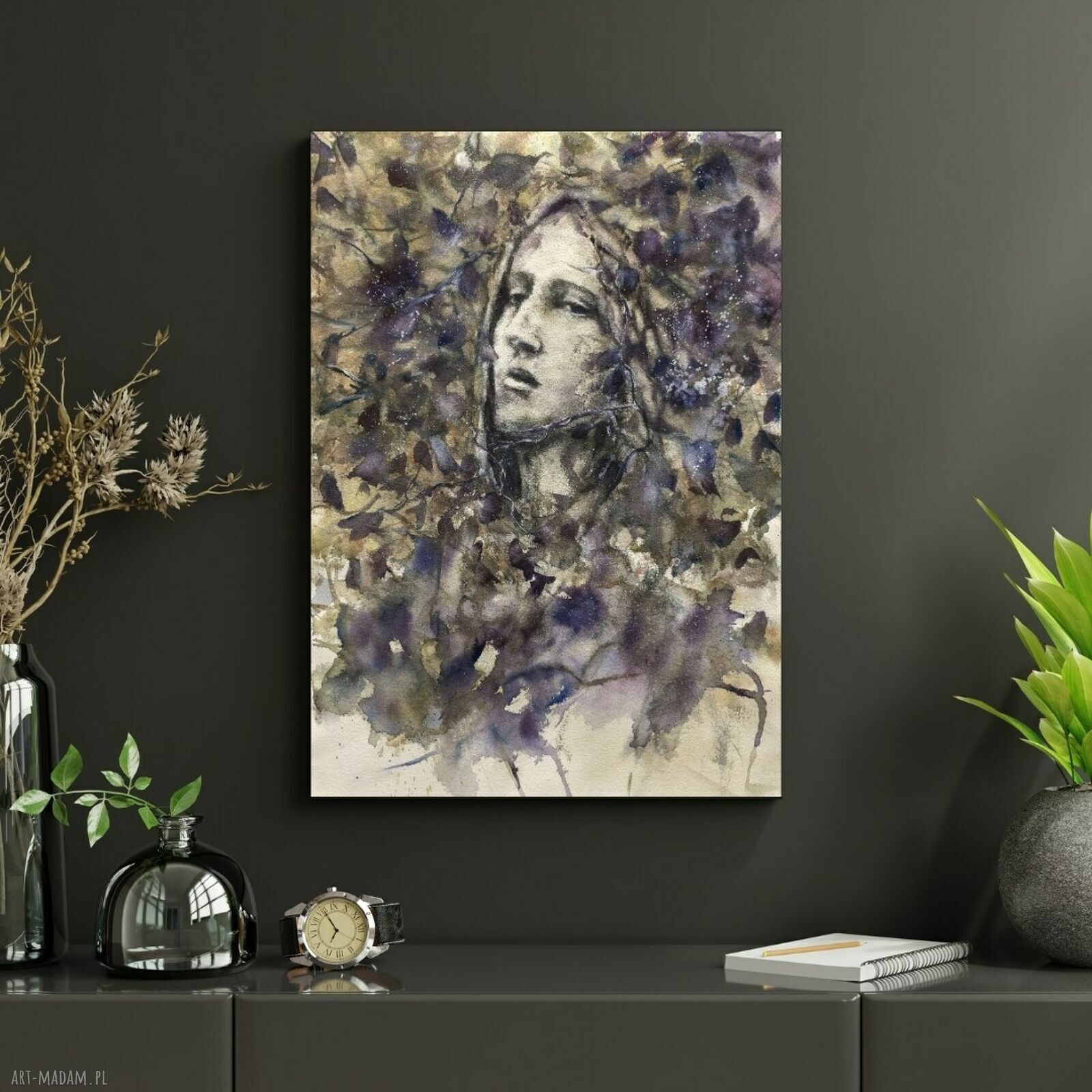 Nimfa leśna - artystyczny plakat A4 z motywem tajemniczego lasu
