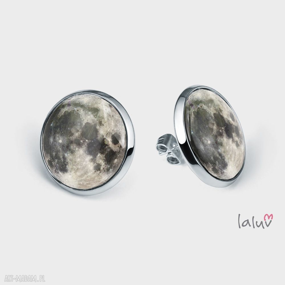 Kolczyki sztyfty Moon Noc - ręcznie robione z motywem księżyca