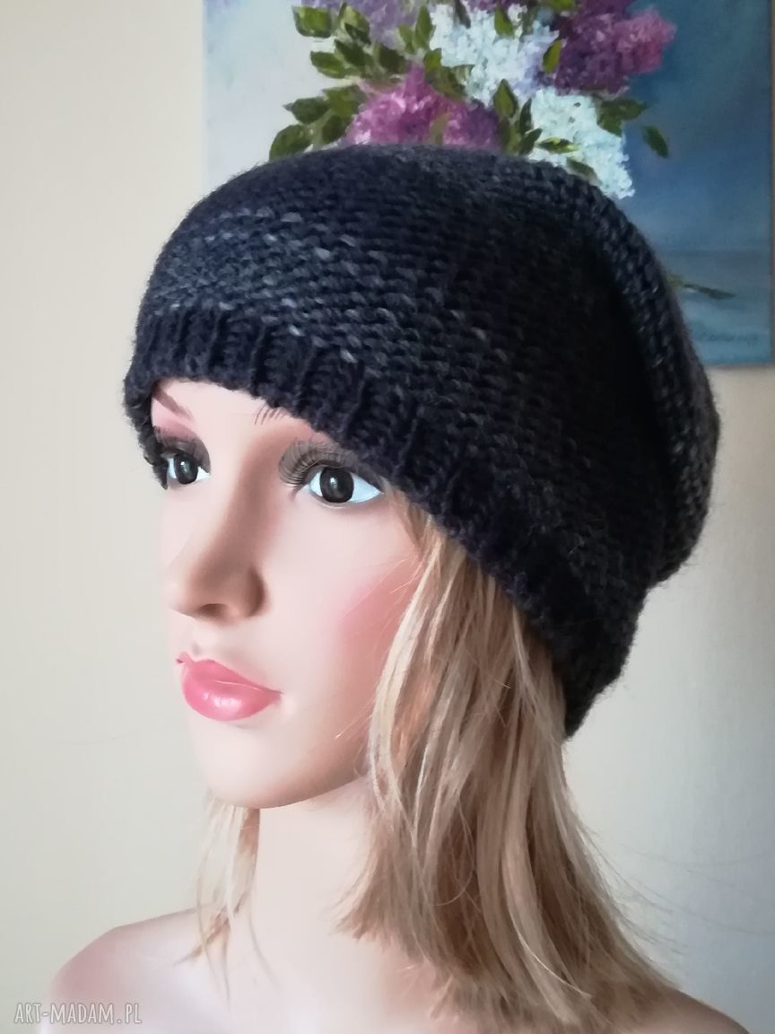 Nocą - czapka unisex bezszwowa, ręcznie dziana