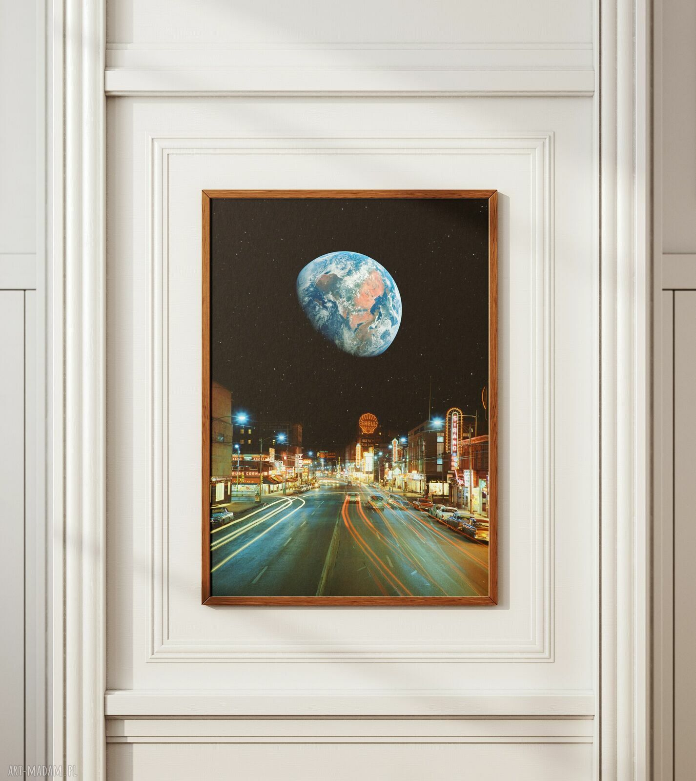 Plakat Nocna przejażdżka - Kolaż Fine Art A3 (druk pigmentowy na papierze kredowym)